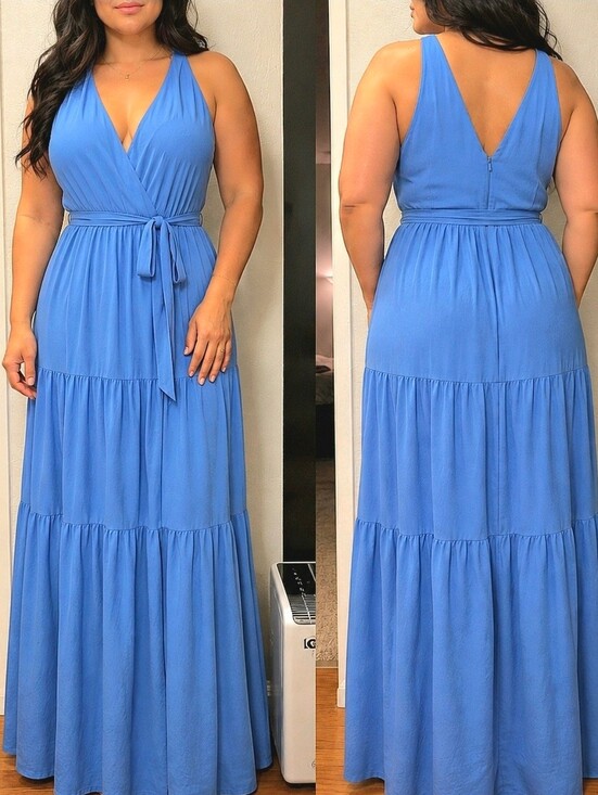 Lilly Pulitzer Dresses & Skirts - Lilly Pulitzer Maurine Maxi Dress Blue Thistle Halter Tiered V-Neck Slit Size 14